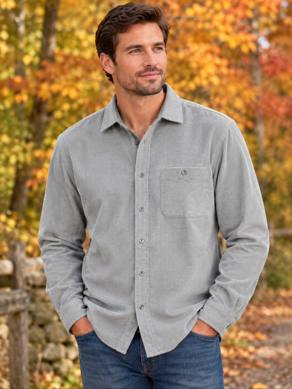 NWT Tommy Bahama Coastline Cord Long Sleeve Shirt Men's Small Gray Button Down
